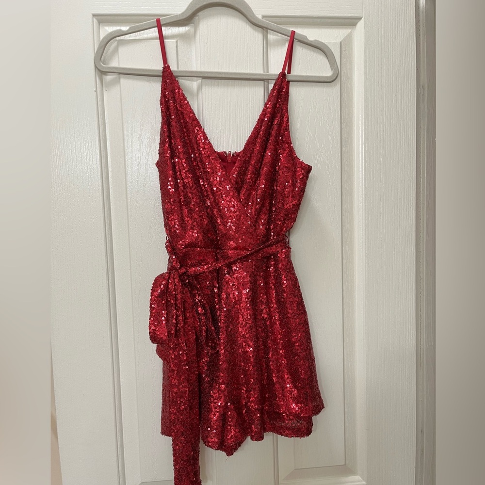 Hot pink sequin romper